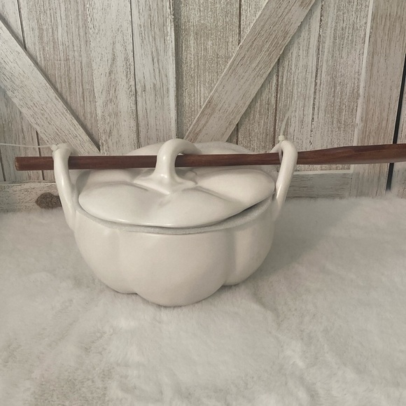 LAST ONE—Rae Dunn Harvest Pumpkin Serving Dish/Bowl with Spoon - Picture 4 of 7